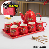 Nordic Creative Wedding Water Cup Suit Home Living Room High Temperature Resistant Cup Teapot Tea Cup Festive Gift Suit