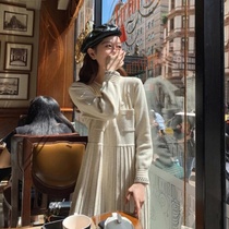 2022 New Temperament Polo Knit Dress Dress Woman Autumn winter hit bottom inner lap with small sub-sweater dress