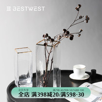 BEST WEST light luxury glass vase ornaments home living room table transparent flowers flower vase creative decoration
