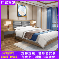 Hotel bed furniture Standard room Full set Hotel bed Custom apartment room special bed frame Hanging board Apartment twin bed