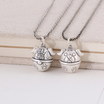 99 foot silver zodiac bell pendant Rat cow Tiger Rabbit Dragon Snake Horse Sheep monkey chicken dog Pig Thai silver necklace for men and women