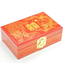 Pingyao lacquerware jewelry box Dragon and phoenix 28 gift gold box dowry dowry pressure box Wooden red bride wedding gift