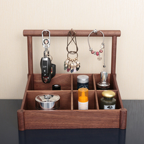 Walnut solid wood cosmetics storage box desktop Nordic dressing table jewelry lipstick skin care porch key rack