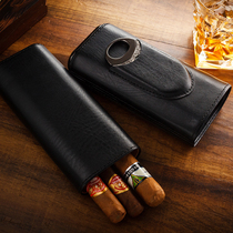 LUBINSKI Cigar Cover Portable Cigar Cutter Set Leather Cedar Wood Cedar Moisturizing Tube