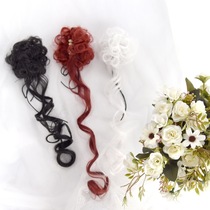 Swann family-Three-color red black and white Harajuku soft sister Lolita flower dumplings Wig hair bag Tiger mouth clip accessories accessories