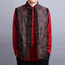 Xiangyun yarn mens Tang suit plus cotton vest mens winter plus cotton large size middle-aged mens Chinese thickened waistcoat