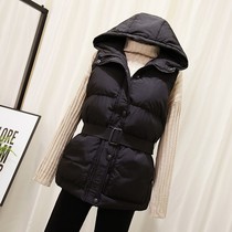 Down Cotton Waistcoat Lady Autumn winter in long style Even hat Han version loose 2021 new 100 hitch waistcoat jacket jacket