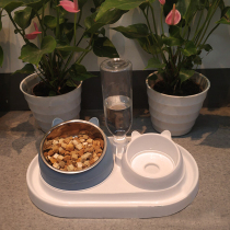 Cat Bowl double bowl automatic drinking water protection cervical spine anti-knock cat drinking water bowl cat food Basin drinking water feeding dual use