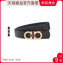 Ferragamo Ferragamo Mens Cowhide Gancini Metal Buckle Business Belt Belt