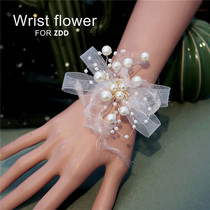 Sweet little fresh silk yarn bow Bride wrist flower Bridesmaid sister group hand flower knot wedding wedding accessories