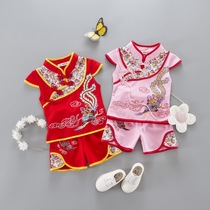 Female baby one year old Tang suit summer suit girl Summer Chinese style two sets 1 a 2-3 year old girl clothes