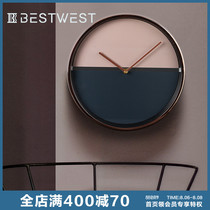 BEST WEST Light luxury wall clock Living room Home personality decoration Art clock wall hanging silent watch creativity