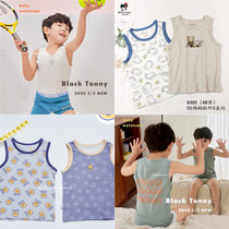 Small Black to spring and summer thin childrens home clothes boys and girls cotton modal vest