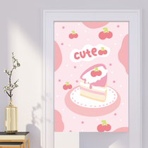 Door curtain hand-painted cartoon creative text buzzwords rabbit not fat door curtain dessert pastry room curtain hanging curtain