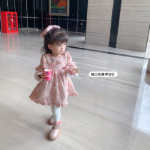 Fall in love with pretty girls girls plus velvet dress 2020 new baby winter clothes childrens lace doll collar princess dress Z