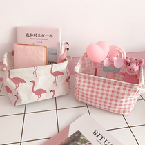 Girls heart screening room cute cotton and linen fabric storage basket cosmetics sundries storage basket desktop storage box