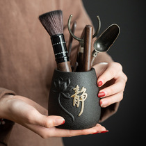 Tea Set Six Gentlemen Suit Black Sandalwood Solid Wood Tea Clip Tea Needle Tea Spoon Utilita Tea Accessories Tea Tray Tea Dish 6 Gentleman