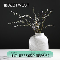 Light luxury glass vase large floor-to-ceiling dried flowers Vase ornaments living room table soft decorations model room decoration