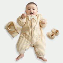 Baby cotton clothes suit thickened newborn winter 3-6-12 months thickened baby conjoined out of clothes sleeping bag