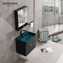 Modern light luxury wall wash basin stainless steel bathroom cabinet combination small apartment washbasin basin cabinet