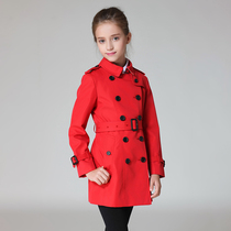 European and American style boutique children's clothing for girls in autumn and winter long slim trench coat for children's double-breasted Joker princess coat