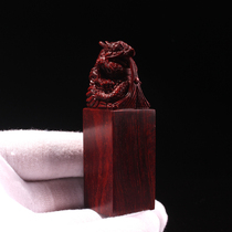 Fuyunchang India small leaf rosewood handmade wood carving dragon seal private chapter Mahogany text play carving crafts