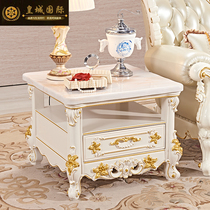 A few solid wood carved flowers by the European marble sculptures golden small tea house light luxury corner storage cabinet