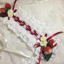 Pearl Rabbit guest single original lolita hand for hair band ap Strawberry Rabbit Plaid Strawberry Small
