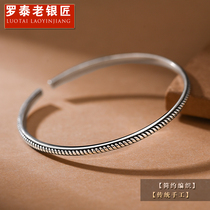 Luo Tai old silversmith solid 925 silver fine bracelet Trendsetter men and women retro personality bracelet bracelet Trendsetter jewelry