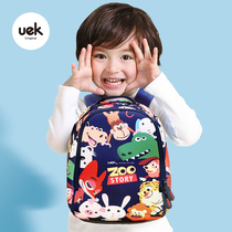 uek childrens schoolbag 1-3-5 years old boy girl cute cartoon backpack light and breathable pressure reduction bag zoo series waterproof multifunctional kindergarten baby backpack