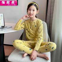 2021 new girls autumn clothes autumn trousers childrens underwear set girls Middle and big Children Spring and Autumn Winter pajamas cotton thin