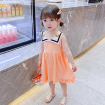Girls dress 2021 summer new little yellow duck princess skirt subnet red ocean gas children tide girl baby summer dress