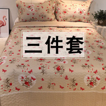 Padded quilted bed cover three-piece pillowcase summer European high-end luxury American Korean double-sided two-sided non-slip