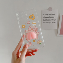 lizzardhill transparent cute pink pig applies Apple 13promax phone shell new iphone11 female 12pro silicone iphox xr