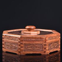 Myanmar flower pear insert glass carved with fixed fruit tray solid wood nut box living-room retro zero eater Chinese style fruit box