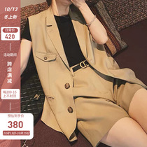 Korean khaki suit suit women Summer thin fashion temperament age age fried street vest shorts professional suit women
