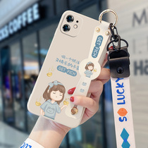 Apple 13 mobile phone shell liquid silicone full bag suitable for iPhone12promax cartoon wristband inclined satchel