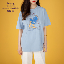 HIKOSEN carabat spring and summer short sleeve coat womens T-shirt Korean slim cartoon cute cotton Wild