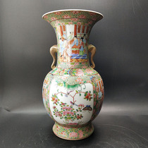 Qing Dynasty pastel porcelain large vase pure handmade wide color overseas return window figure antique collection old objects