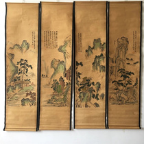 Classical flowers and birds do old ink painting hand-painted calligraphy and painting old painting scroll four-screen living room decoration hanging painting exquisite wall painting