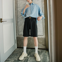 Sicilian mens summer thin five-point pants mens Korean version of the trend loose straight mens casual black shorts