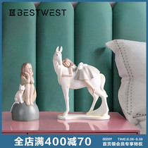 BEST WEST Little girl riding ornaments Living room Bedroom cute decorations Girl Heart Birthday gift ideas