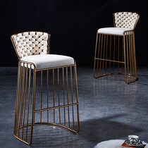 Light luxury stainless steel bar chair bar bar chair front desk cloth high stool post modern creative living room tall dining chair