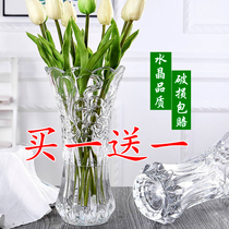 Minimalist glass vase hexagonal transparent large water peels rich and expensive bamboo lilies flowers flower arrangements bottle tabletop home living room
