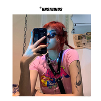 UN ANGEL pink short T-shirt short sleeve T-shirt female student Korean ulzzang foreign style bottoming top