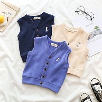 Childrens cartoon V-neck vest spring and autumn 2020 childrens clothing new baby all-match bottoming
