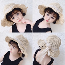 Childrens fisherman hat Summer female baby hat Summer shade straw hat 1-2 years old Childrens hat Princess hat 3 girls sand