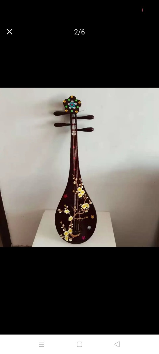 仿真琵琶道具木制反弹原木手工金色图案乐器拍摄白色民乐玩具轻便