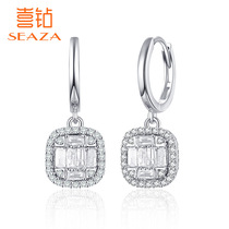Happy Diamond White 18K Gold Diamond Earrings Womens Inlaid Ladder Square Fashion Atmosphere Jewelry Diamond Earrings Banquet Selection