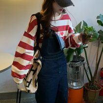 YouZIQI Grapefruit Ki Sweater in 2022 new red stripes loose and lazy wind coat